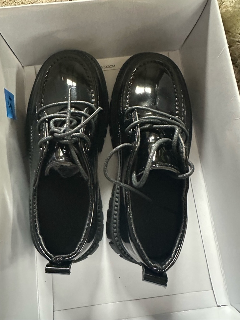 Patent Leather Lace-Up Platform Oxfords in Black